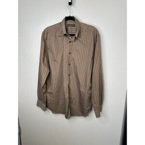 Joseph Abboud Men's Brown‎ Dress Shirt size Large collared button up long sleeve